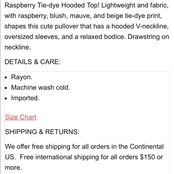 Raspberry Tie Dye Hooded Top NWTGS - Picture 5 of 7